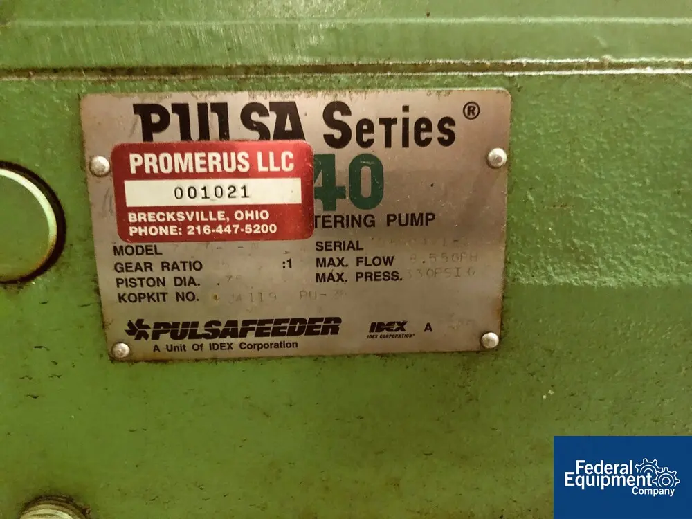 PulsaFeeder #7440-S-AE, diaphragm metering pump, series 40, nominally rated 8.55 gph at 330 psi, with 5 hp - Image 2