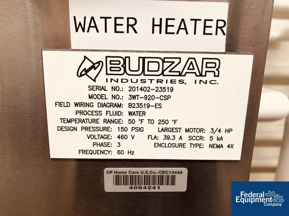 Budzar #3WT-920-CSP, Hot Water Heater, 3 Zone, 27 KW, #3490-9 - Image 2