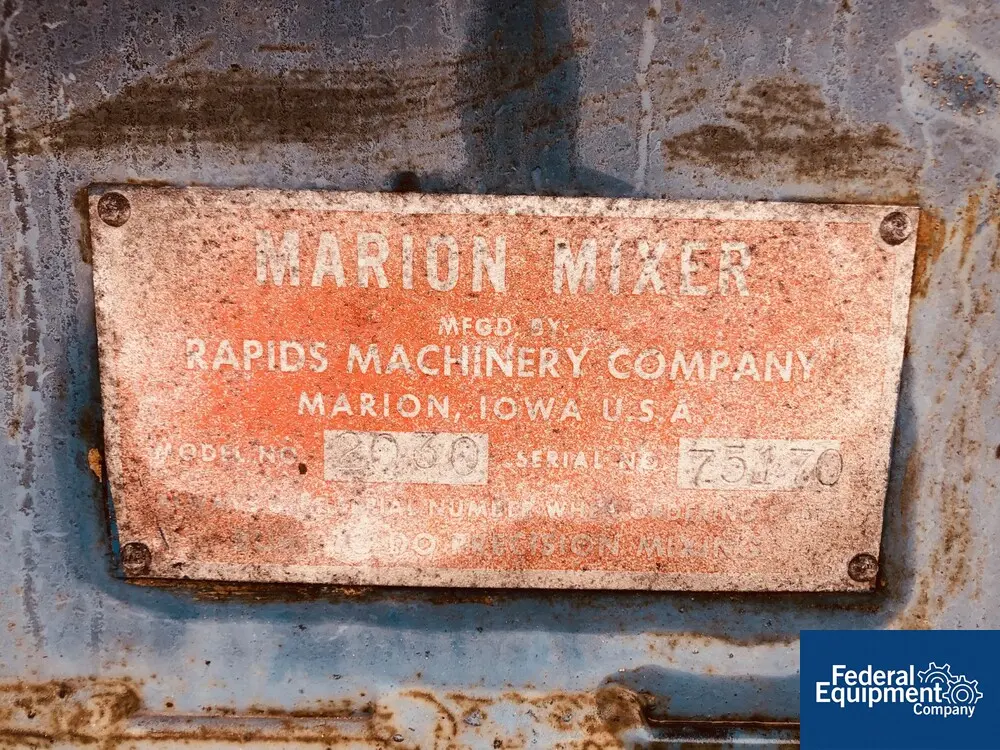 15 cu.ft. Marion #2030, paddle blender, Carbon Steel, approximately 27" wide x 48" long trough, outboard - Image 2