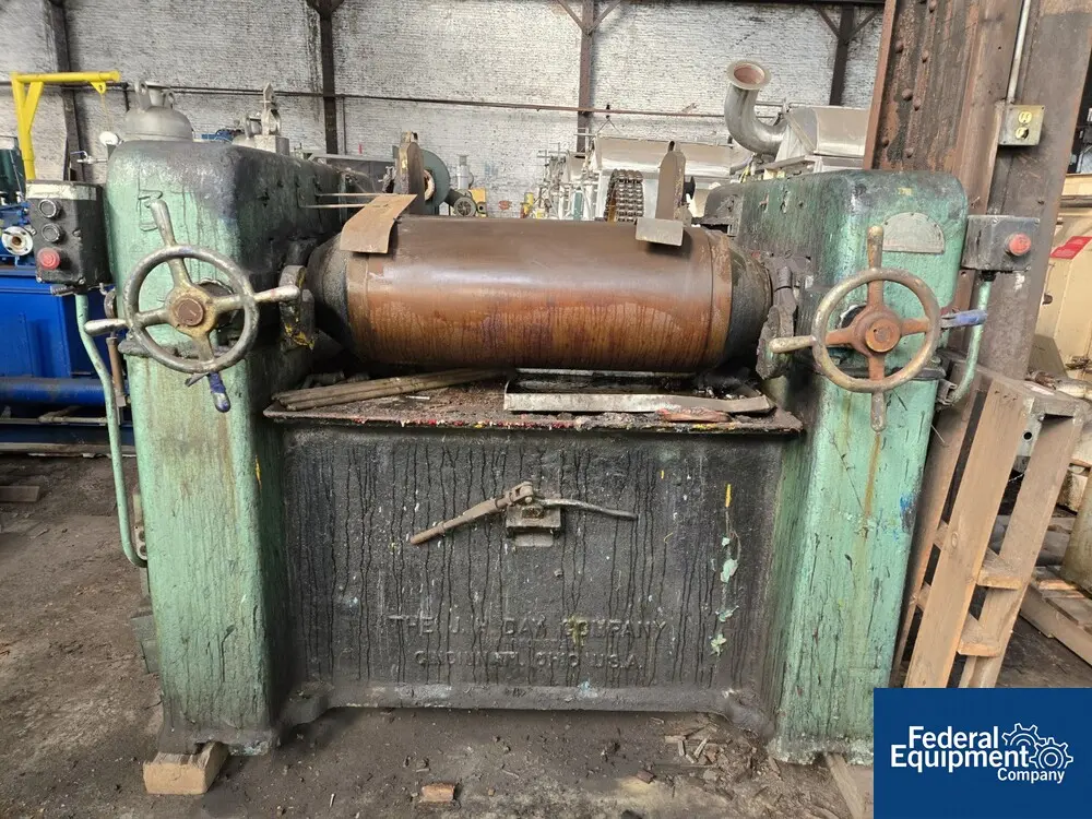 14" x 30" J.h. Day 3 roll mill, cored rolls, manually adjusted first & third rolls, knife discharge, #24554 - Image 1