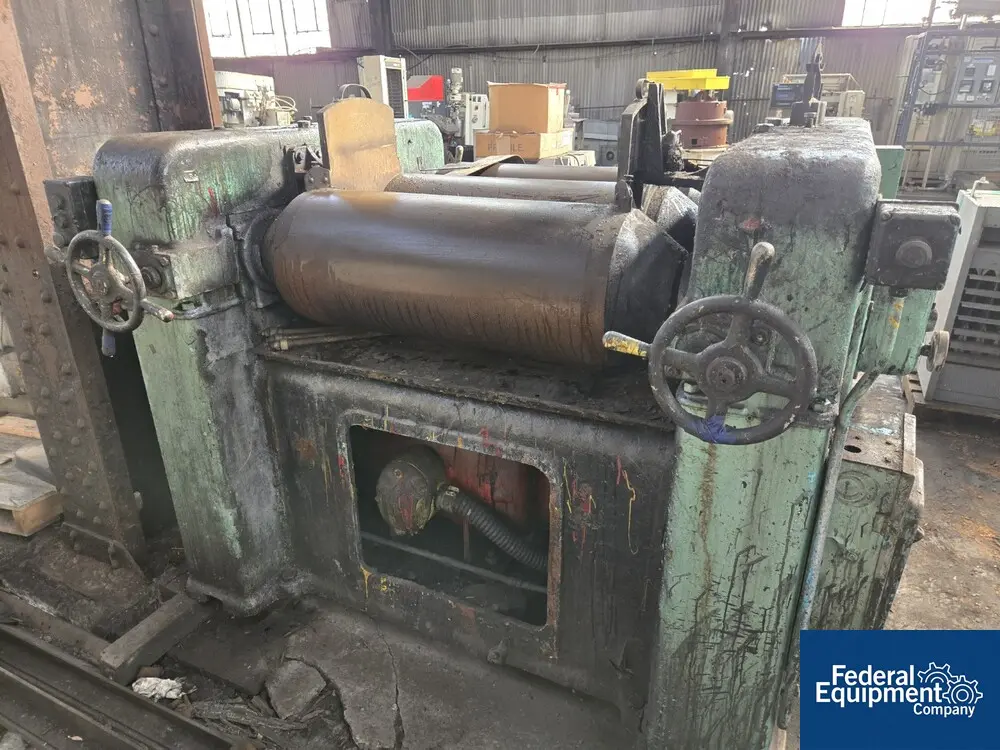 14" x 30" J.h. Day 3 roll mill, cored rolls, manually adjusted first & third rolls, knife discharge, #24554 - Image 4