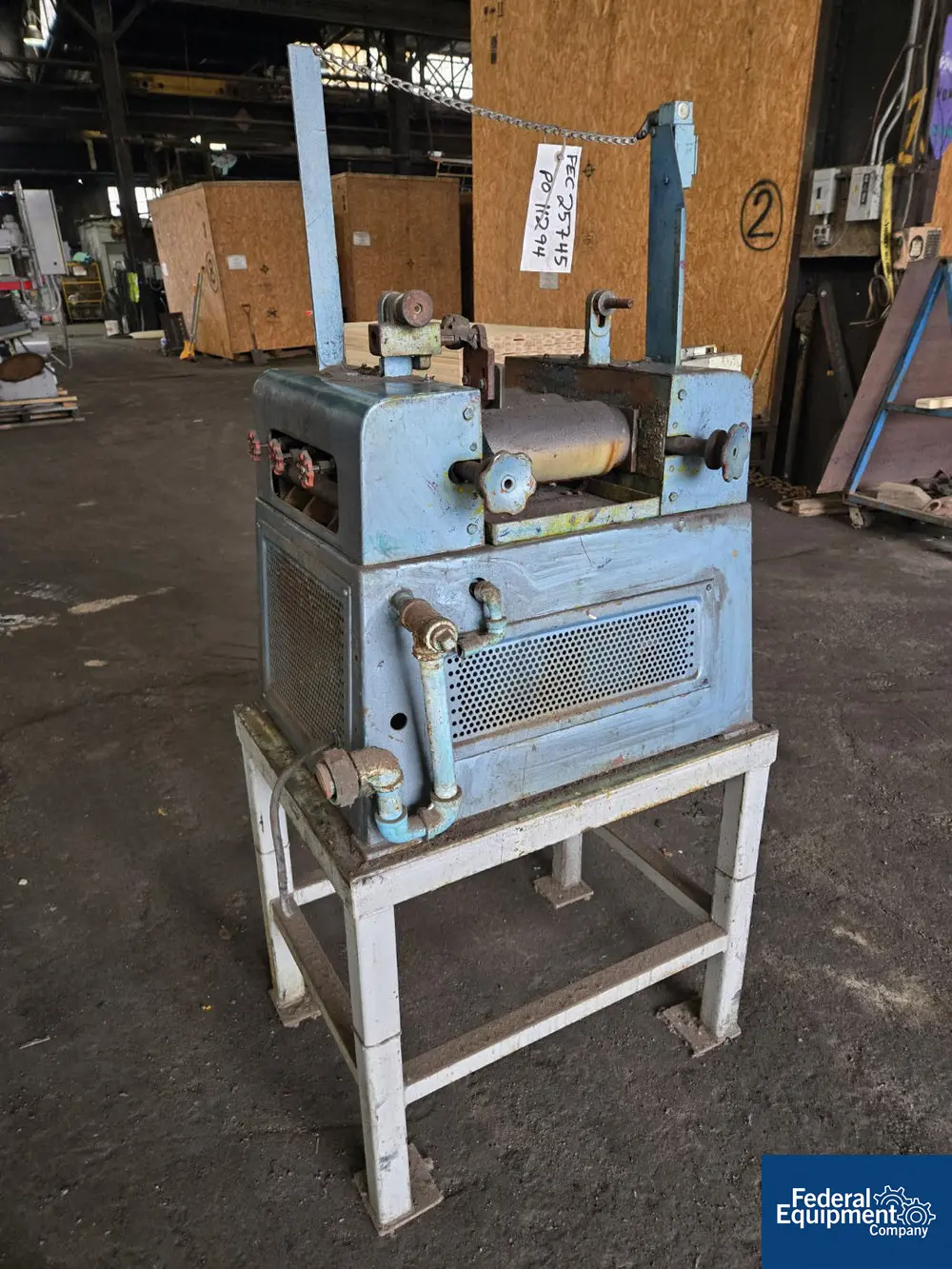 4" x 8" Keith 3 roll mill, cored rolls, adjustable first & third roll, knife discharge, adjustable end - Image 3