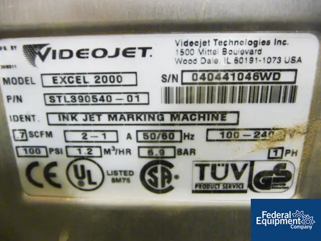 Videojet #XL, inkjet printer, Excel 2003,240 V., used in coding a sheet line, serial #0322450045WD, #31172 (2 - Image 2