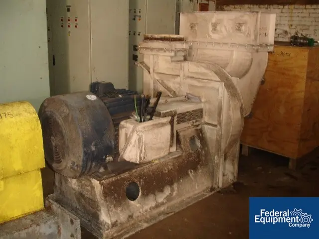 Carbon Steel blower, 200 HP, 460 V., 3570 RPM direct connected motor, 8" x 44" diameter housing, 8" x 16" - Image 1