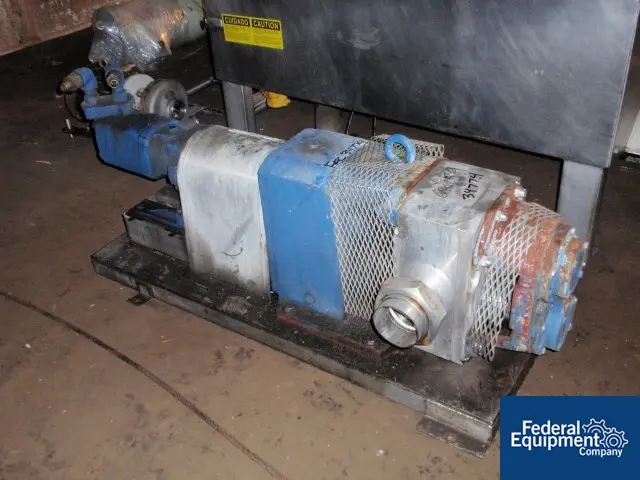 140 psi, Albin type #440ES, rotary lobe pump, Stainless Steel, 4" inlet/outlet, 250°F, on base w/hydraulic - Image 1