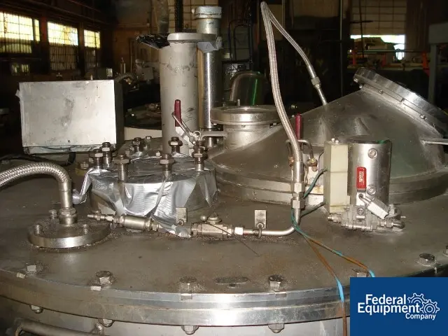 49" x 32" Krauss Maffei #VZO125/3.2C, basket centrifuge, 316L Stainless Steel, top load/unload, 40 HP, 1986 - Image 3