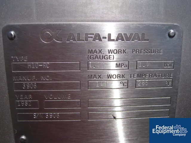 804 sq.ft., Alfa-Laval, H10-RC, Stainless Steel plate & frame heat exchanger, 145 psi, 119 plates, serial - Image 6