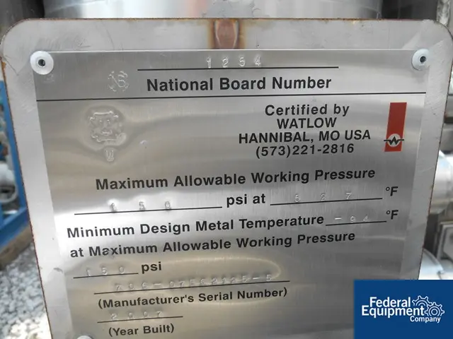 Temperature Control Skid, Watlow Hannibal heat exchanger, w/3 hp xp circ.p, NB 1245, 2007, #41202, 2007 - Image 2