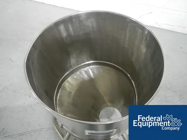 4 cu.ft., Stainless Steel Tote Bins, 22" x 42" x 17" cone bottom, 12" top access, 1.5" top nozzle, 8" bottom - Image 6