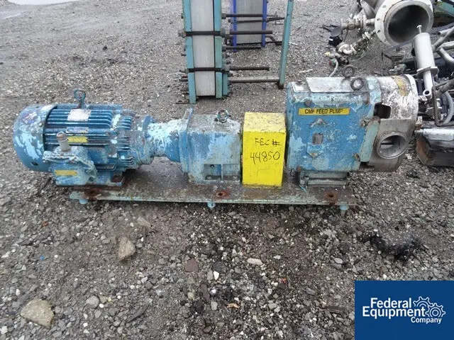 310 GPM, Waukesha #200, Stainless Steel rotary lobe pump, 4" in/outlet, on base, 20 HP, 230/460 V., #44850 - Image 1