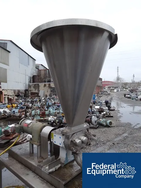Waukesha #34, Stainless Steel Rotary Lobe Pump, 2" x 8" rect.feed open.w/S/S feed hopper, 1.5" bottom disch - Image 4