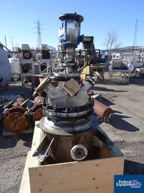 20 gallon Pfaudler, reactor, 316L Stainless Steel bottom, Schott Duran removable glass dome top, jacketed 100 - Image 1
