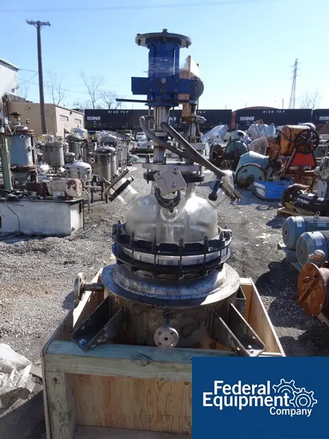 20 gallon Pfaudler, reactor, 316L Stainless Steel bottom, Schott Duran removable glass dome top, jacketed 100 - Image 2