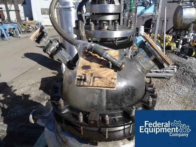 20 gallon Pfaudler, reactor, 316L Stainless Steel bottom, Schott Duran removable glass dome top, jacketed 100 - Image 7