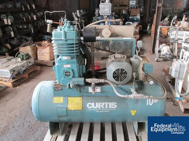 10 HP Curtis #LV9711-A3, air cooled, mounted on 80 gallon Carbon Steel air tank, 460 V., 3 phase, 1998 - Image 1