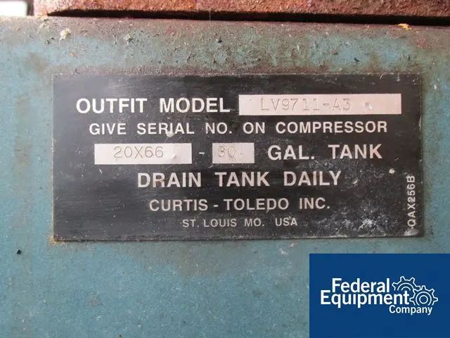 10 HP Curtis #LV9711-A3, air cooled, mounted on 80 gallon Carbon Steel air tank, 460 V., 3 phase, 1998 - Image 8