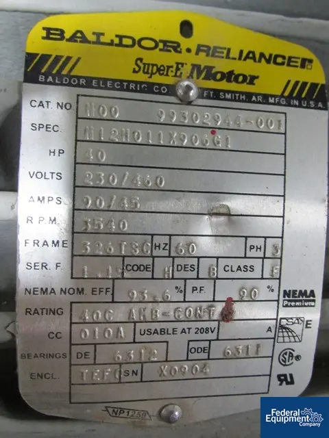Fristam #FPR752-235, Stainless Steel, 3" x 2", 40 HP, 230/460 V., serial #FPR7520901051, #49034 - Image 8