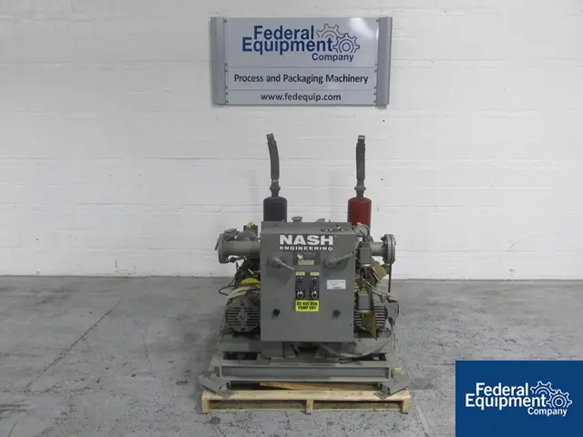200 CFM, Nash Vacuum System, (2) #SC2/7 pumps, Carbon Steel, 200 cfm each, 10 HP, 230/460 V., silencers - Image 1