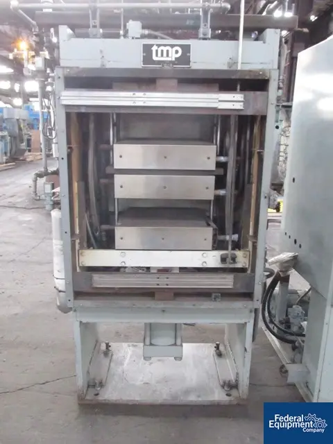 75 Ton, TMP, slab side hydraulic press, (4) 18" x 18" platen, (6) 6" daylight, electrically heated, 1991 - Image 4
