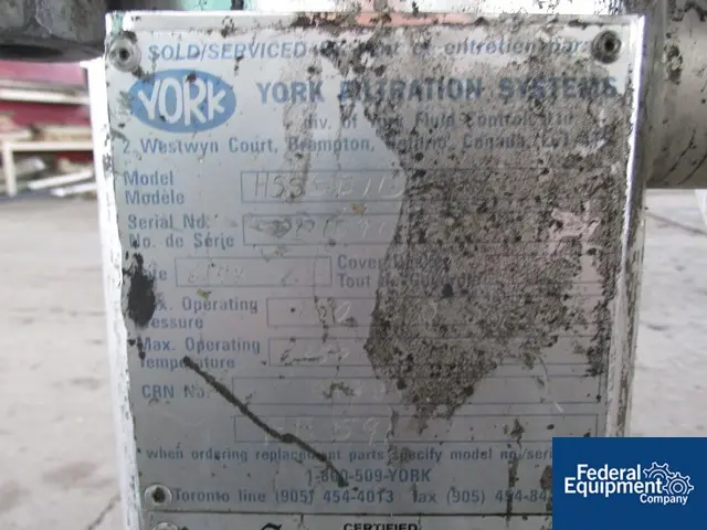 8" York #HSSSB113F-BSLRP-CRN, basket filter, 8" diameter x 18" deep, Stainless Steel, 150 psi @ 225&deg;F, #43225 - Image 5