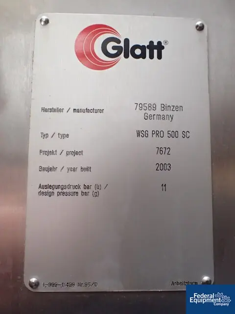Glatt #WSG-Pro-500SC, Fluid Bed Dryer, stainless steel construction, serial #7672, 2003, #2922-1, 2003 - Image 4