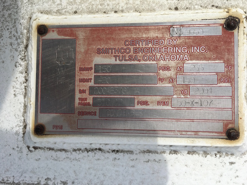 4600 sq.ft., 150 psi, Smithco, Ethanol condensor, 255°F., 2004, #108889 - Image 2