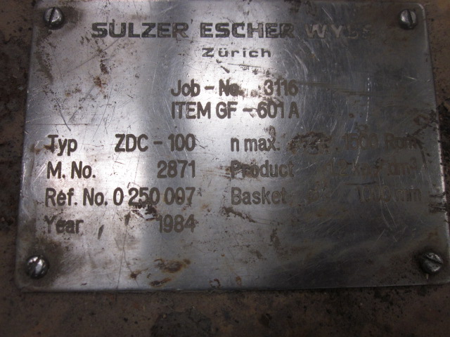 40" x 118" Escher-Wyss #ZDC-100, 260 HP, decanter type, S/N 2870, 1984, #43025 - Image 1
