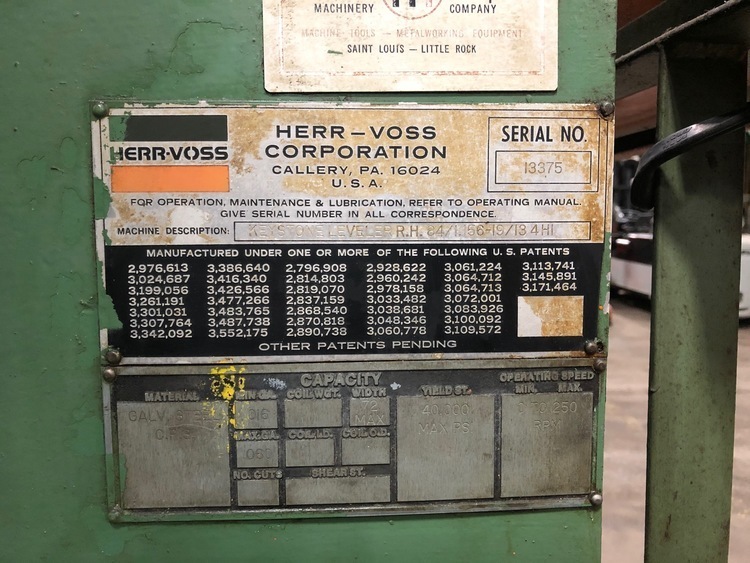 72" x .06" Herr Voss #RH84/1.156-19/1634HI, precision leveler, 19 straightening rolls, 1.156" roll diameter - Image 2