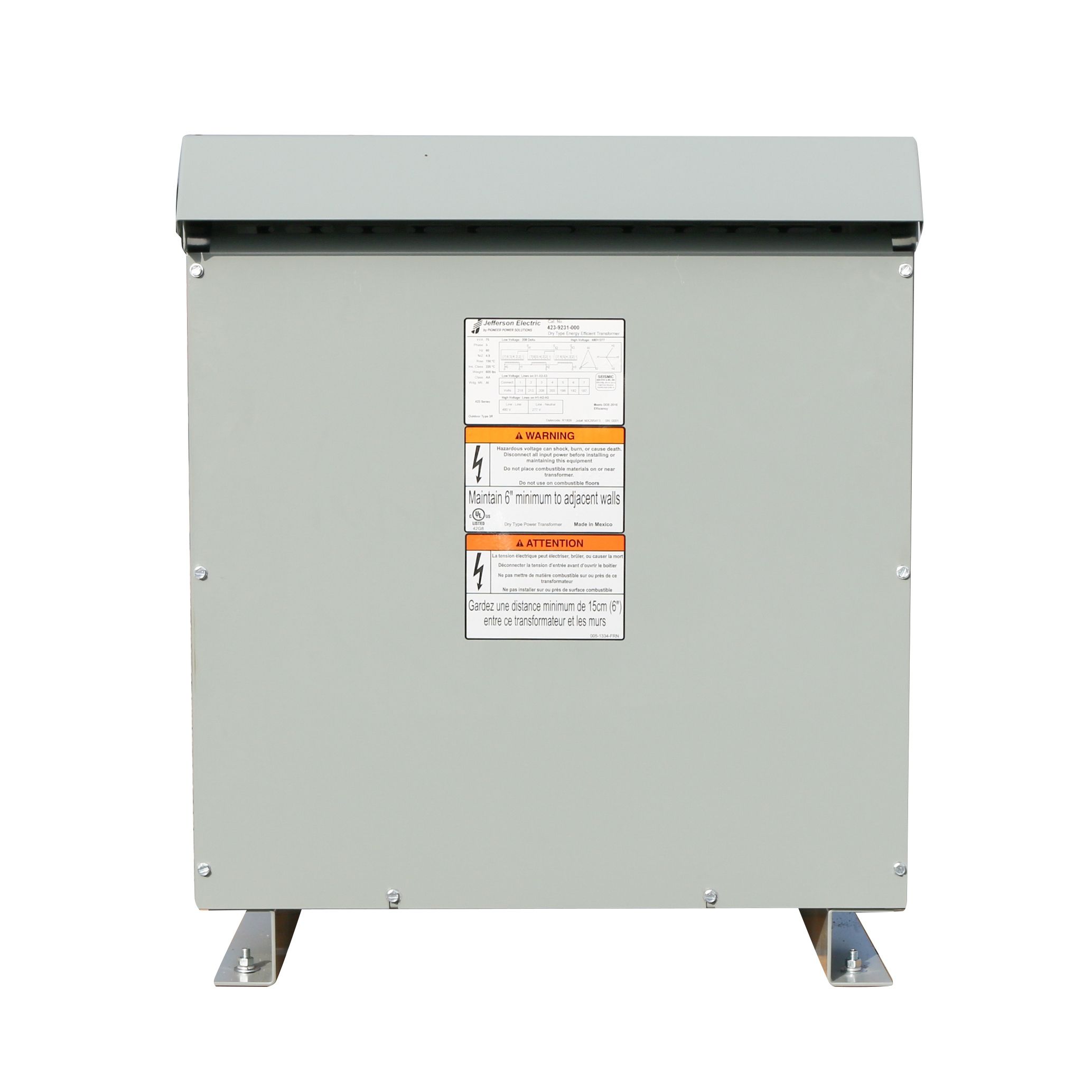 150 KVA 480 Delta Primary, 208Y/120 Secondary, Jefferson, dry, warranty, new, free shipping (10 available) - Image 2
