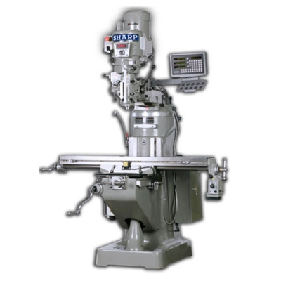 Sharp #TMV-K, vertical knee mill package, 10" x50" table, 3 HP, 4500 RPM, R-8 spindle - Image 1