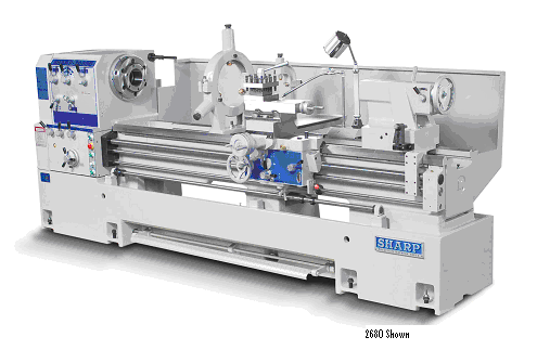 18.5"/27" x 60" Sharp #1860LV, variable speed gap bed engine lathe, 3-Jaw 10" chk, Steady Rest, Follow Rest - Image 1