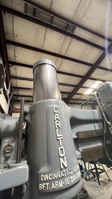 6' -15" Carlton #3A, radial arm drill, tilting box table - Image 8