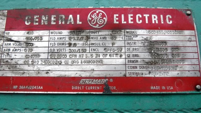 400 HP 300 RPM General Electric, Frame 4566, DPFVBB, 500 VA, 300/150 VF - Image 2