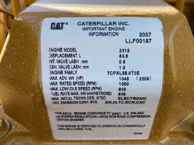 1050 KW Caterpillar #3512C-HD, diesel generator set, 277/480 Volts, 3-phase, 1475 HP, Tier 2, 2007, #17468 - Image 3
