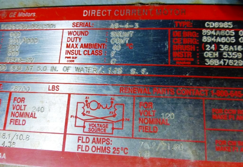 600 HP 275/1000 RPM General Electric, Frame CD6985, DC mill motor, 500 V.arm 960A, in stock (2 available) - Image 6