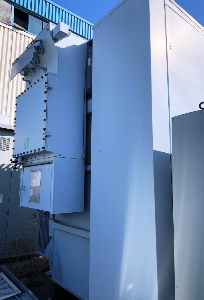 7500 KVA 34500 Delta Primary, 4160Y/2400 Secondary, General Electric, pad w/33-step LTC secondary, in stock - Image 1
