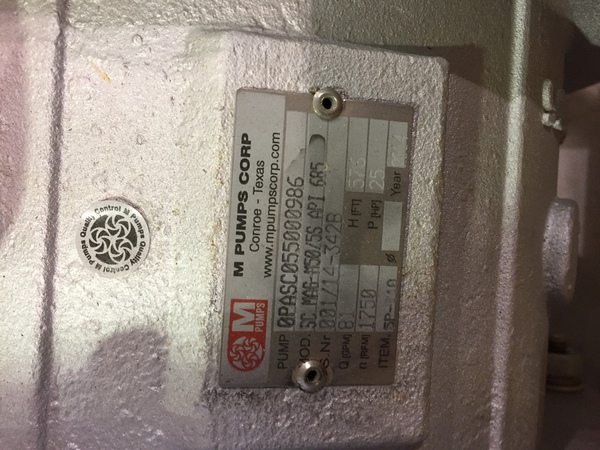 81 GPM @ 576' TDH, M Pumps #SC-Mag-M50/5S, side channel type, 25 HP Weg motor - Image 9