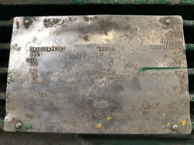 200 HP 3600 RPM Baldor, Frame 445TDZ, TEFC BB, 460 Volts - Image 1