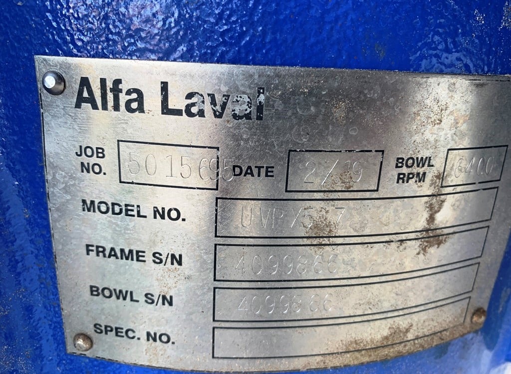Alfa-Laval #UVPX507-507-AGT-14, oil separator for food grade oil, bowl rated for 6400 RPM, Complete with - Image 9
