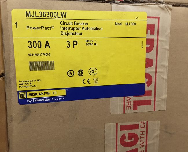 300 Amps, Square D, MJL36300-LW, MJL circuit breaker LW suffix = control tap terminals - Image 1