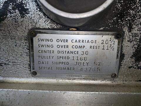 20.5" x 30" Lodge & Shipley #Powerturn, engine lathe, 15" chk, 4-jaw, 2-1/8" hole, #13121 - Image 3