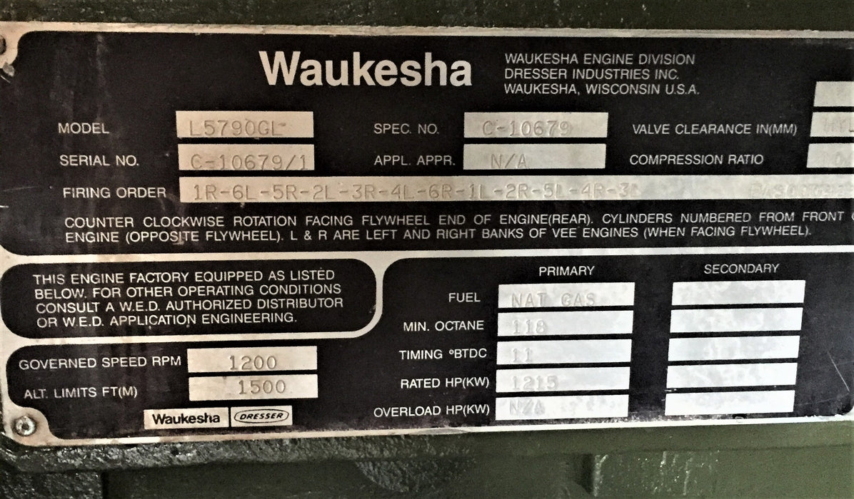 1200 RPM, Waukesha #5790GL, 900 KW - Image 4