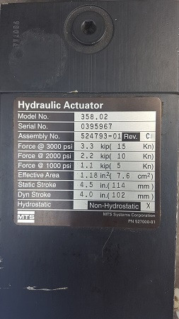 3.3 KIP (15kn) MTS #358.02 Hydraulic Actuator - Image 7