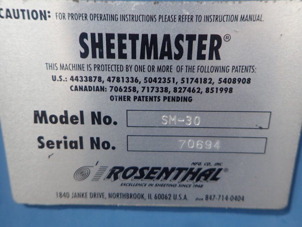 Rosenthal Sheetmaster #SM-30, 30", with unwind & tension, speed control - Image 7