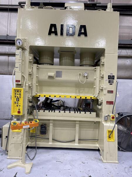 200 Ton, Aida #PDA-20M, straight side double crank press, 5.9" stroke, 23.7" Shut Height, air clutch & brake - Image 2