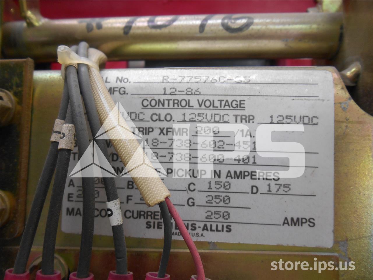 800 Amps Sa Rl-800 Eo/do 125 Volts DC Control, Ssii Lig, 200 Amps Ct, Dual Switch Bell Alarm - Image 2