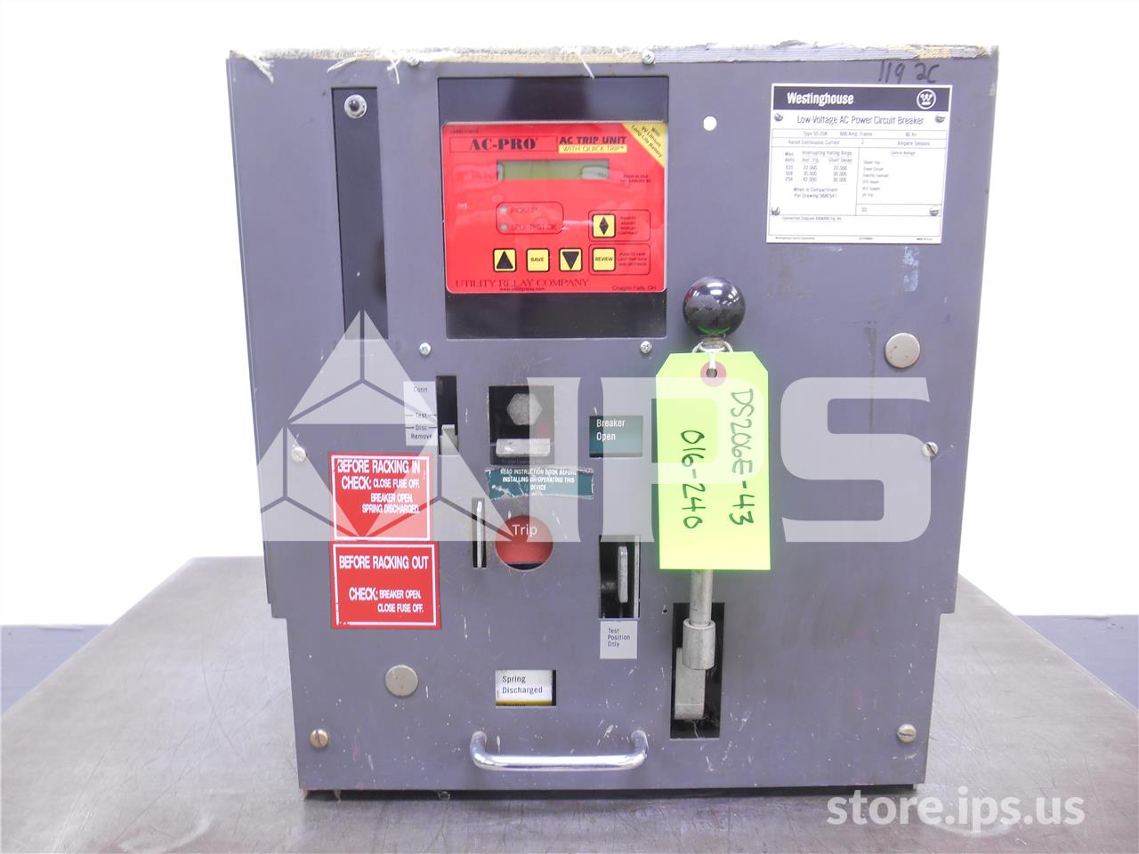 800 Amps WH Ds-206 Eo/do 125 Volts DC Control, AC Pro Qt Lsig, 200- 600 Amps Ct - Image 1