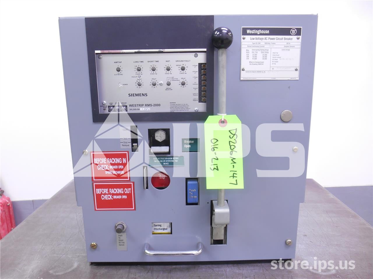 800 Amps WH Ds-206 Mo/do Westrip Rms-2000 Lsig, 600 Amps Ct, Dual Switch Bell Alarm - Image 1