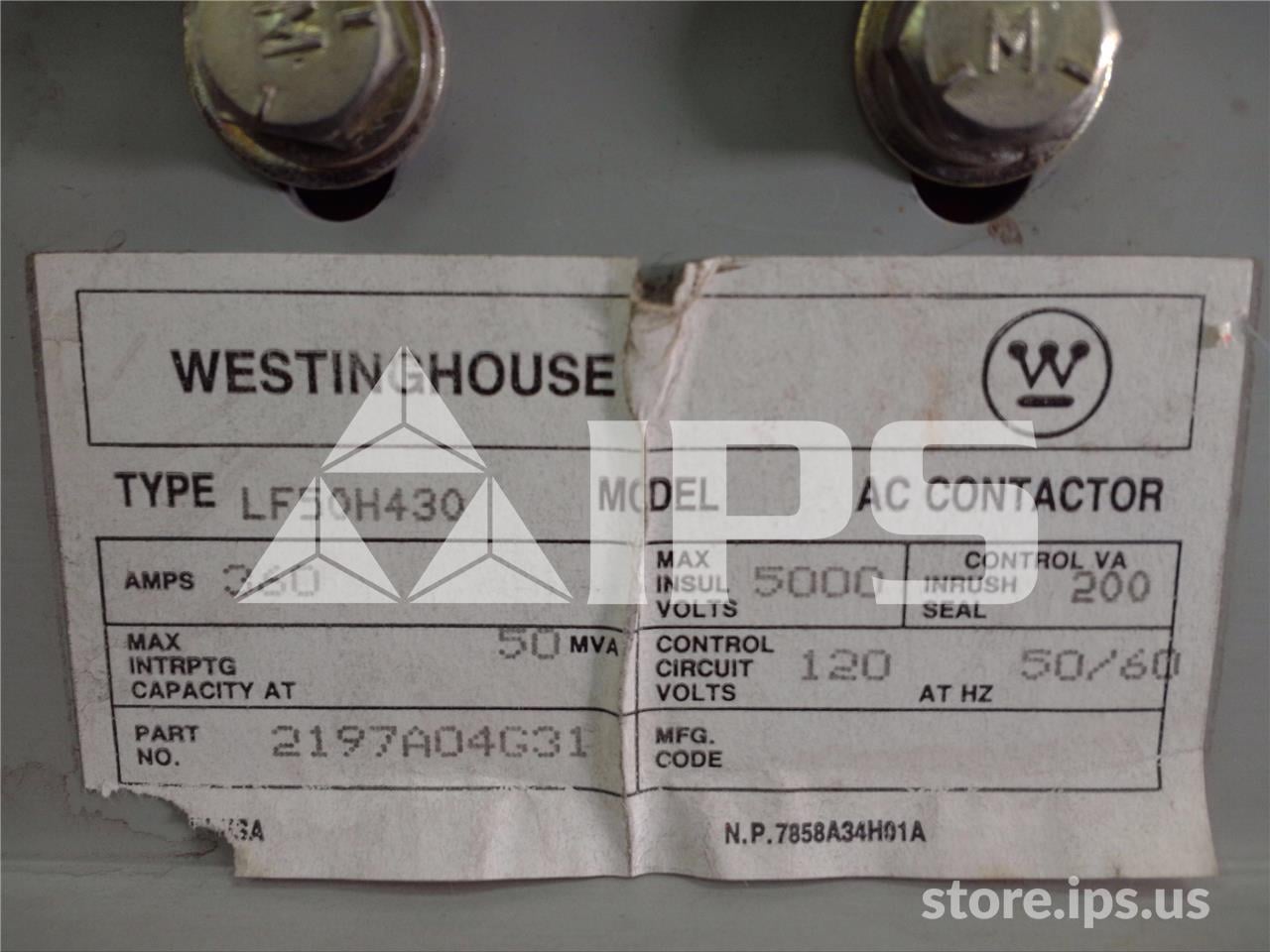 360 Amps WH Lf Ampgard Contactor Lf50h430 120 Volts AC Control - Image 3