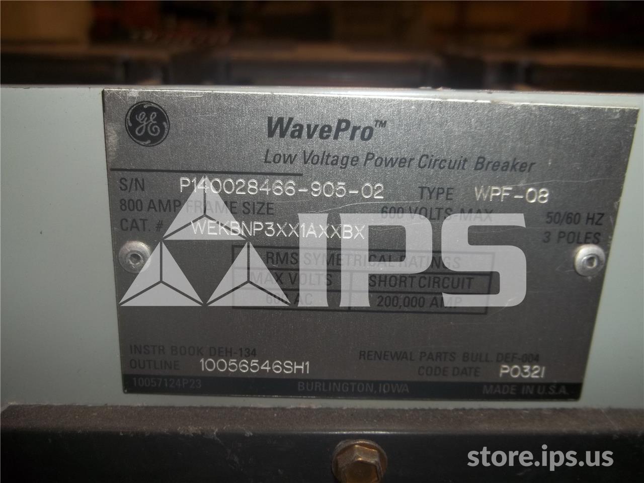 800 Amps GE Wpf-08 Mo/do Wekbnp3xx1axxbx Entelliguard Tu Lsi, 100 Amps Rp, 150 Amps Ct, 120 Volts AC Uv, 1600 - Image 4